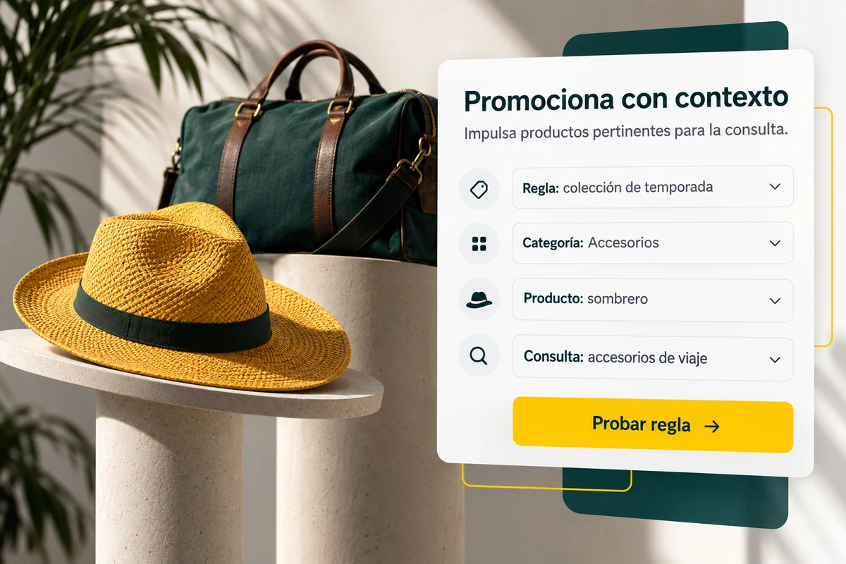 Ilustración conceptual de UBÍKALO: Promociones pertinentes dentro de la búsqueda.