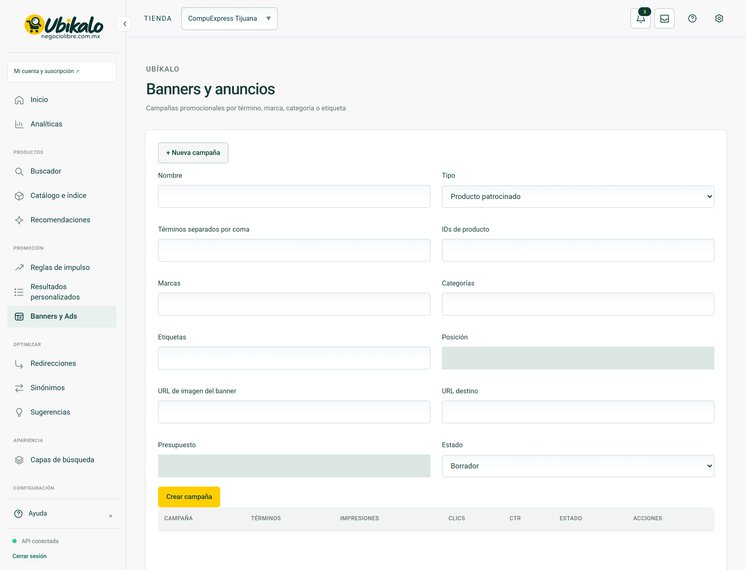 Real panel screen: Banners and Ads · Forms and help. Hidden private fields.