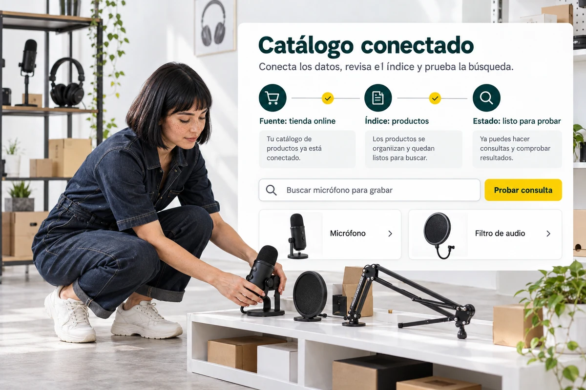 UBÍKALO Illustration: Connected Catalog. Find microphone to record. Overview for Start with a store and a test that you can check.