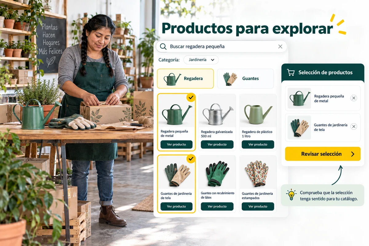 Illustration by UBÍKALO: Products to explore. Find a small watering can. Overview for More relevant options. No more noise...