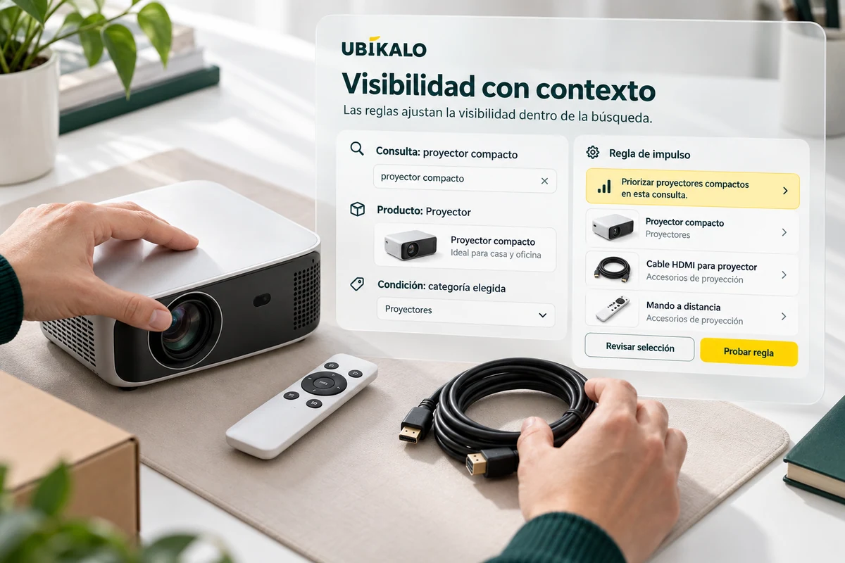 Illustration by UBÍKALO: Visibility with context. Consultation: compact projector. Overview for A specific query deserves careful selection.