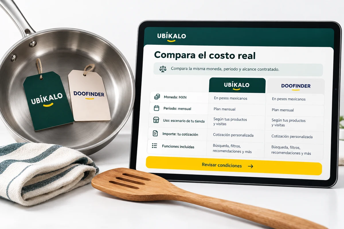 Illustration by UBÍKALO: Compare the actual cost. Configuration View for Is UBÍKALO cheaper than Doofinder? Compare the cost.